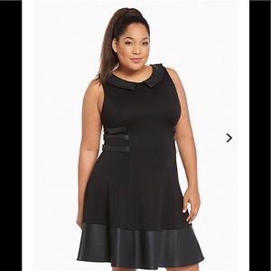 Torrid size 22 faux leather collar black dress.😬